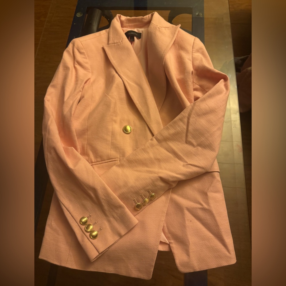 Talbots Peach Blazer with Gold Buttons